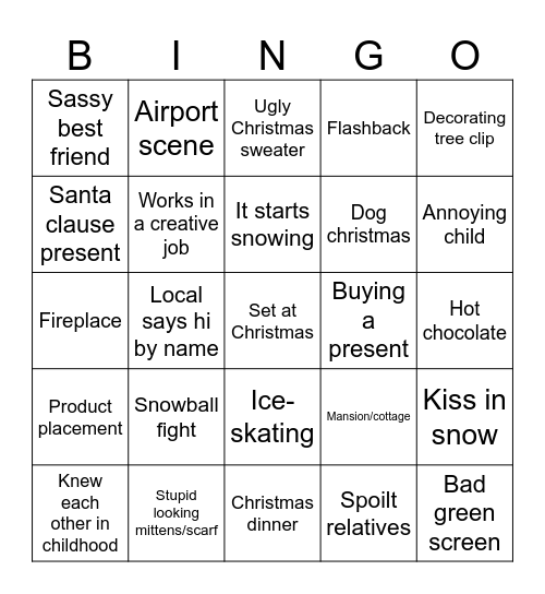Bad Christmas Romcom Bingo Card