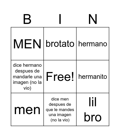 Untitled Bingo Card