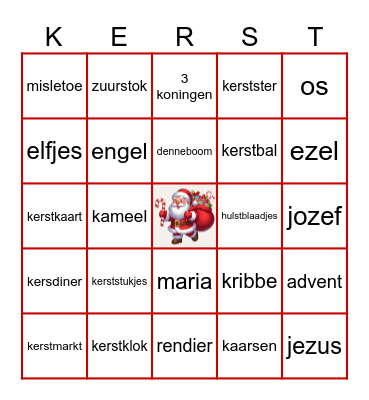 kerstbingo Card