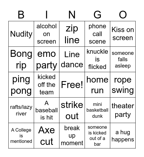 Everybody Wants Some Bingo Card