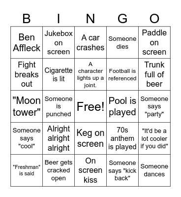 Dazed and Confused Bingo Card