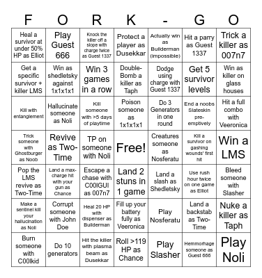 Forsaken bingo Card