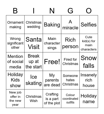Christmas Movie Bingo Card