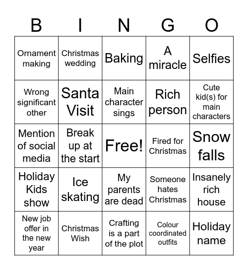 Christmas Movie Bingo Card