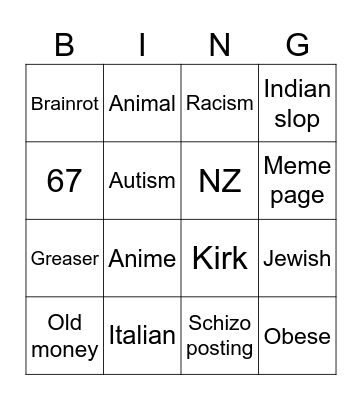 Untitled Bingo Card
