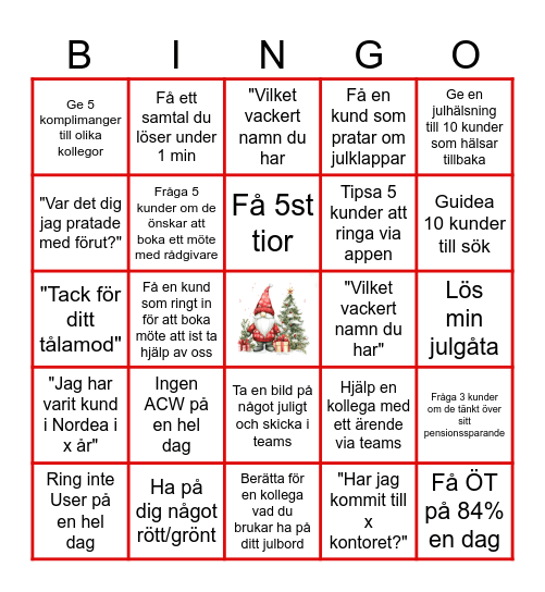 Julbingo Card