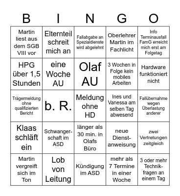 ASD Bullshit Bingo Card