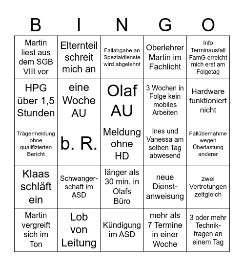 ASD Bullshit Bingo Card