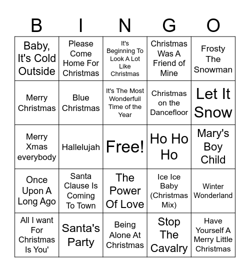 Kerstbingo Card