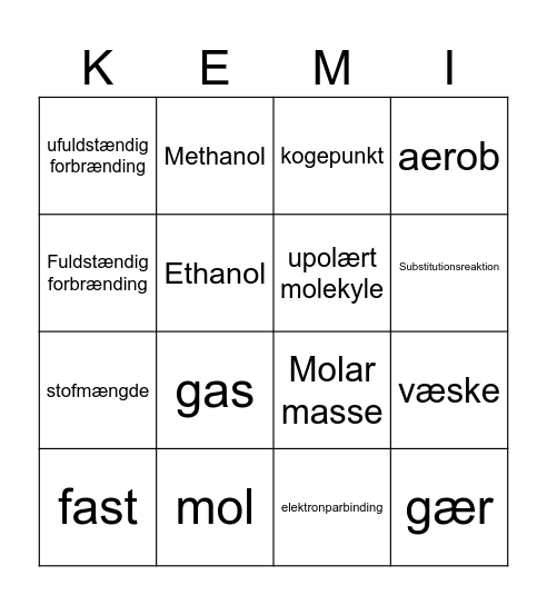 Kemisk julebingo Card