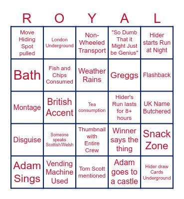 Jet Lag: The Game Season 16 Bingo Card