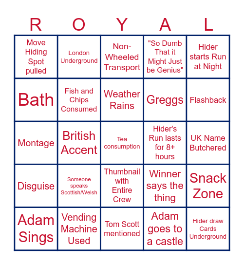 Jet Lag: The Game Season 16 Bingo Card