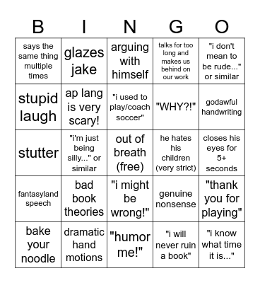 VALDERRAMA BINGO Card