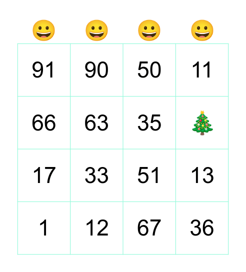 School bingo Card
