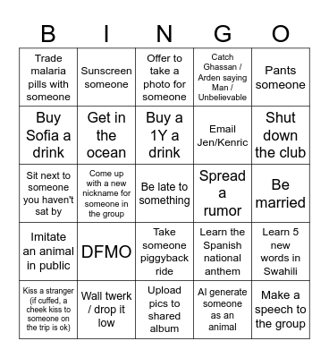 Kenya Culture Quest Bingo Card