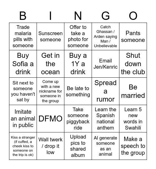 Kenya Culture Quest Bingo Card
