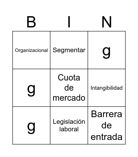 bongo 1 Bingo Card