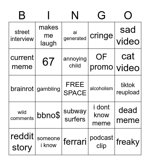 conto Bingo Card Bingo Card