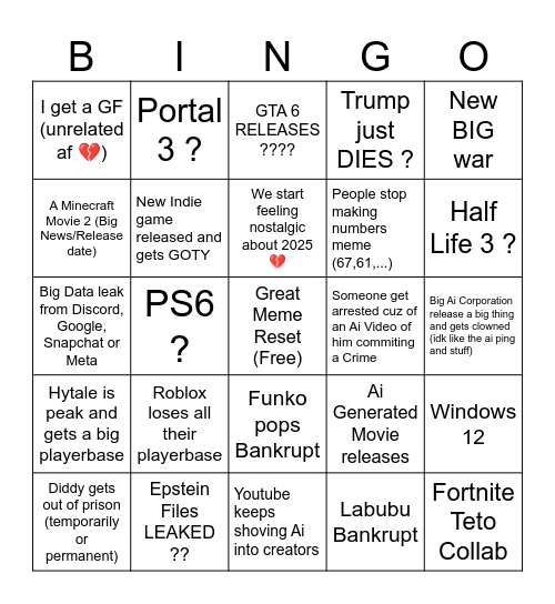 2026 Bingo 🔥 Bingo Card