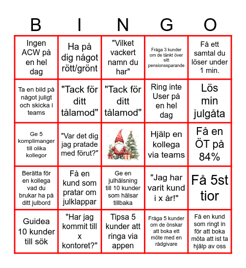 Julbingo Card