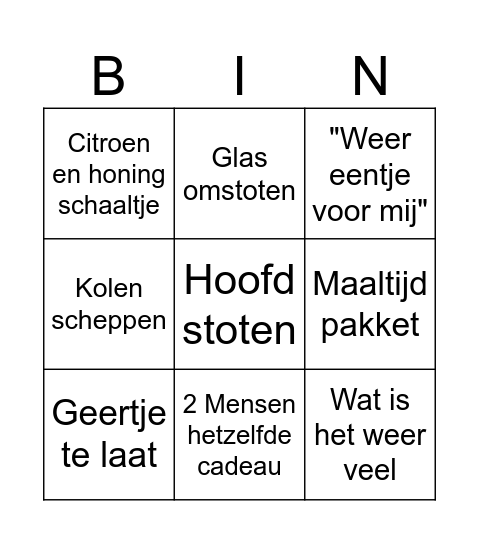 Sinterklaas bingo Card
