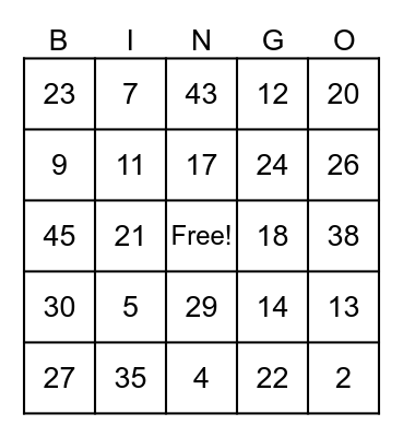 Noor's Muziekbingo Card