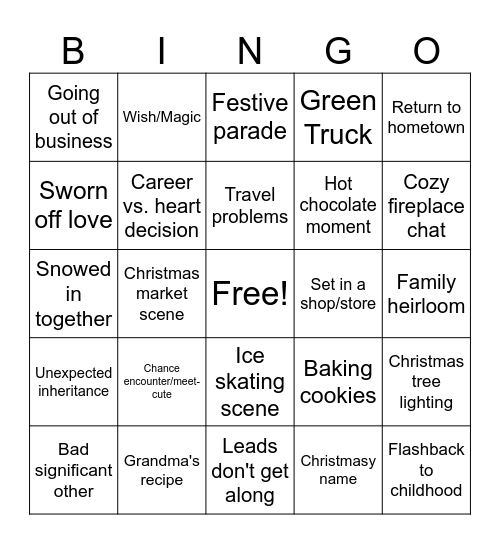 Hallmark Bingo Card
