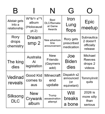 2026 Bingo Card