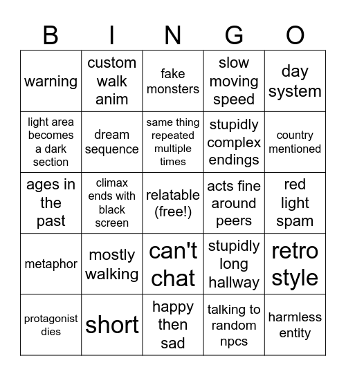 psychological games Bingo Card