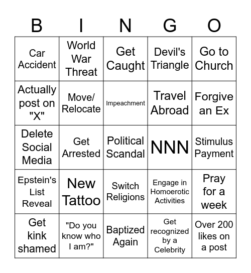 2026 Bingo Card