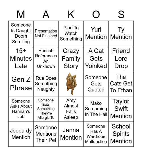 Mako's Presentation Bingo Card