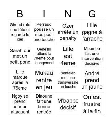 Auxerre - Lille Bingo Card