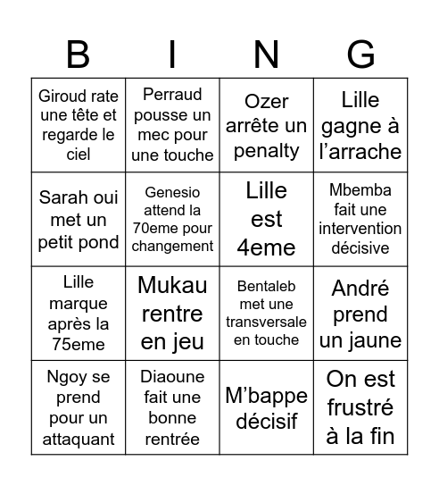 Auxerre - Lille Bingo Card