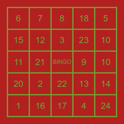 Natal Bingo Card