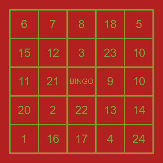 Natal Bingo Card