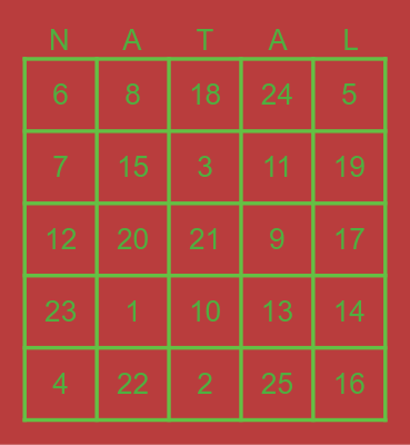 Bingo natal Bingo Card