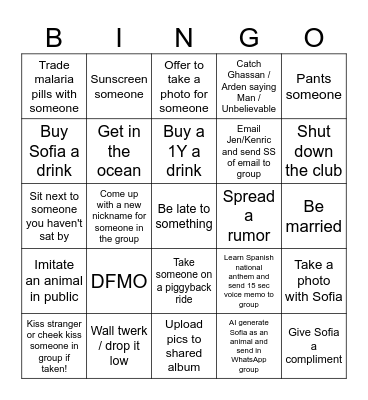 SOFINGO Bingo Card