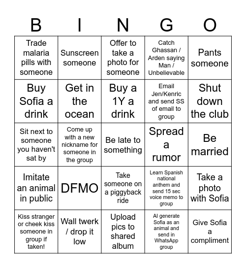 SOFINGO Bingo Card