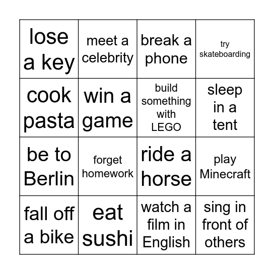 Have you ever.... Bingo Card
