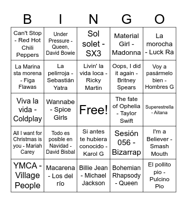 Bingo musical Bingo Card