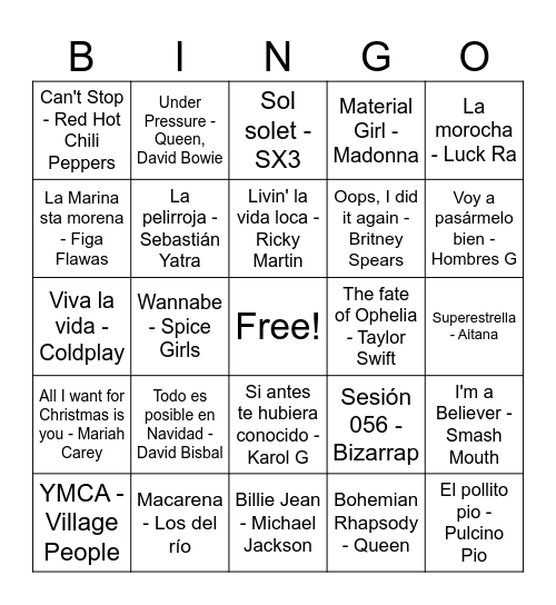 Bingo musical Bingo Card