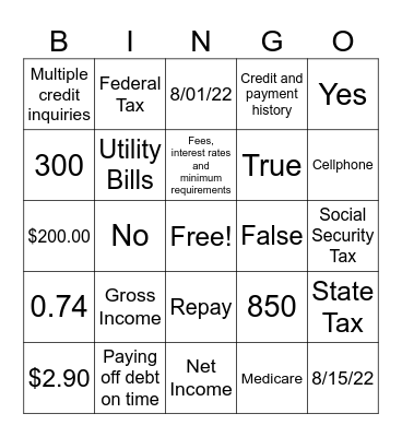 Finance Bingo Card