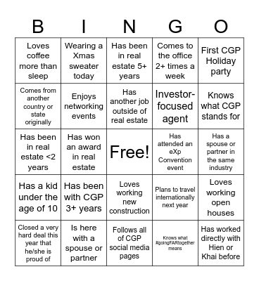 CGP Holiday Card Bingo Card