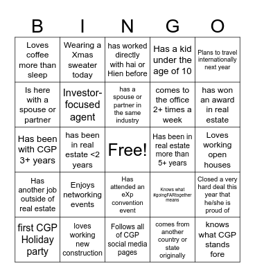 CGP Holiday Bingo Card