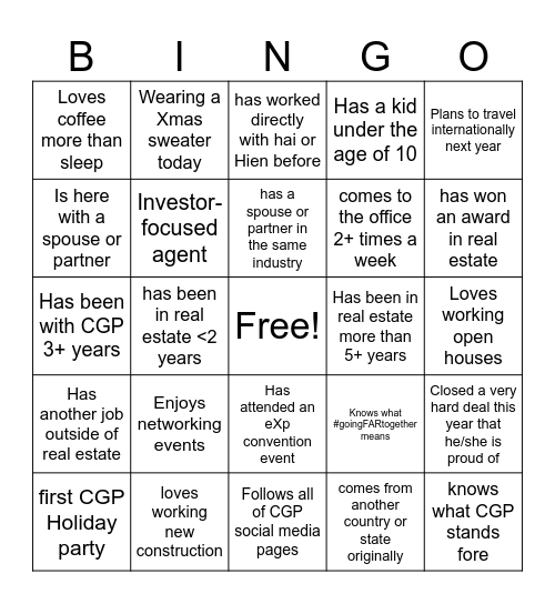 CGP Holiday Bingo Card