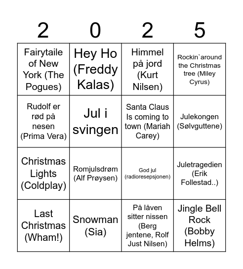 Julebingo Card