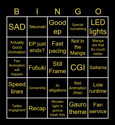 OPM Zombie man Ep Bingo Card