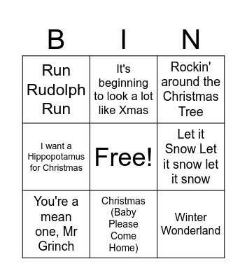 Christmas musical bingo Card