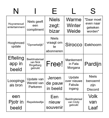 Niels Kooyman Bingo Card
