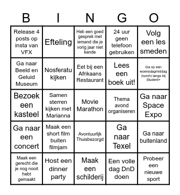 Bingo 2026 Bingo Card